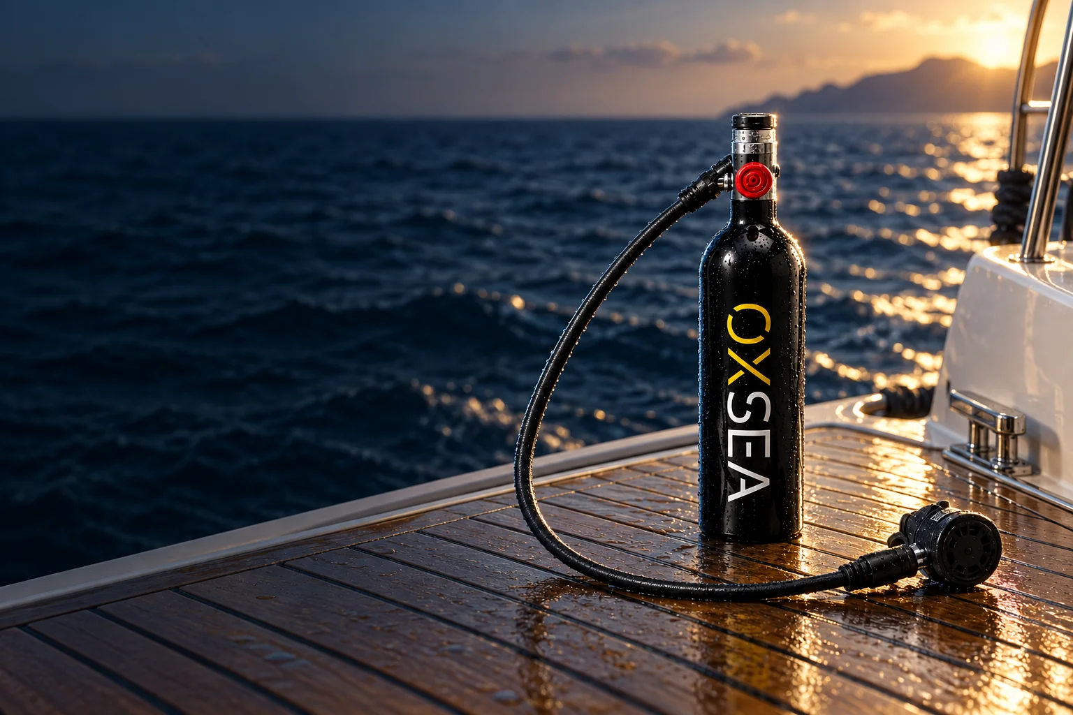 The OX1000 shown with its back harness and external regulator.